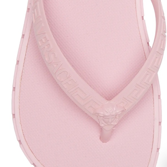 VERSACE Pink Grecian Medusa Logo Platform Beachy Pool Sandals Slides 6 35 36 - Picture 5 of 14